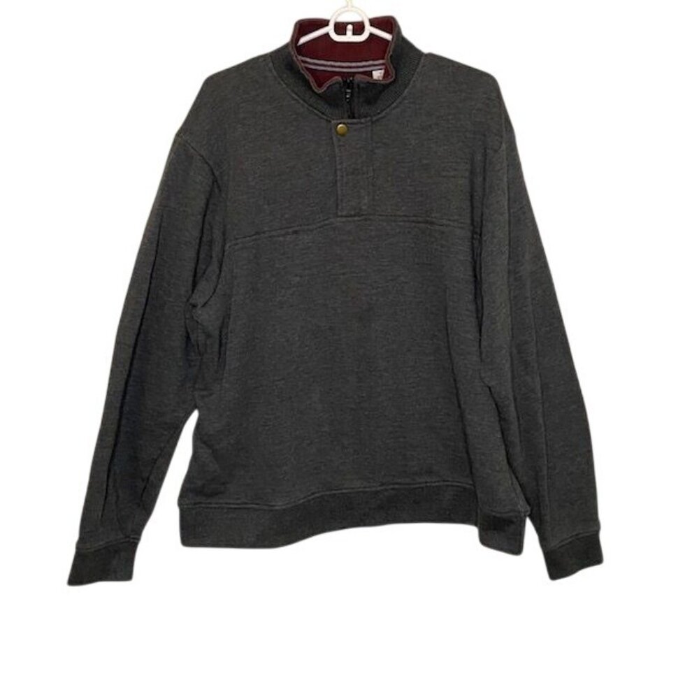 Orvis Signature Pullover 1/4 Zip Fleece Lined Sz XL Gray Maroon Fly fishing logo
